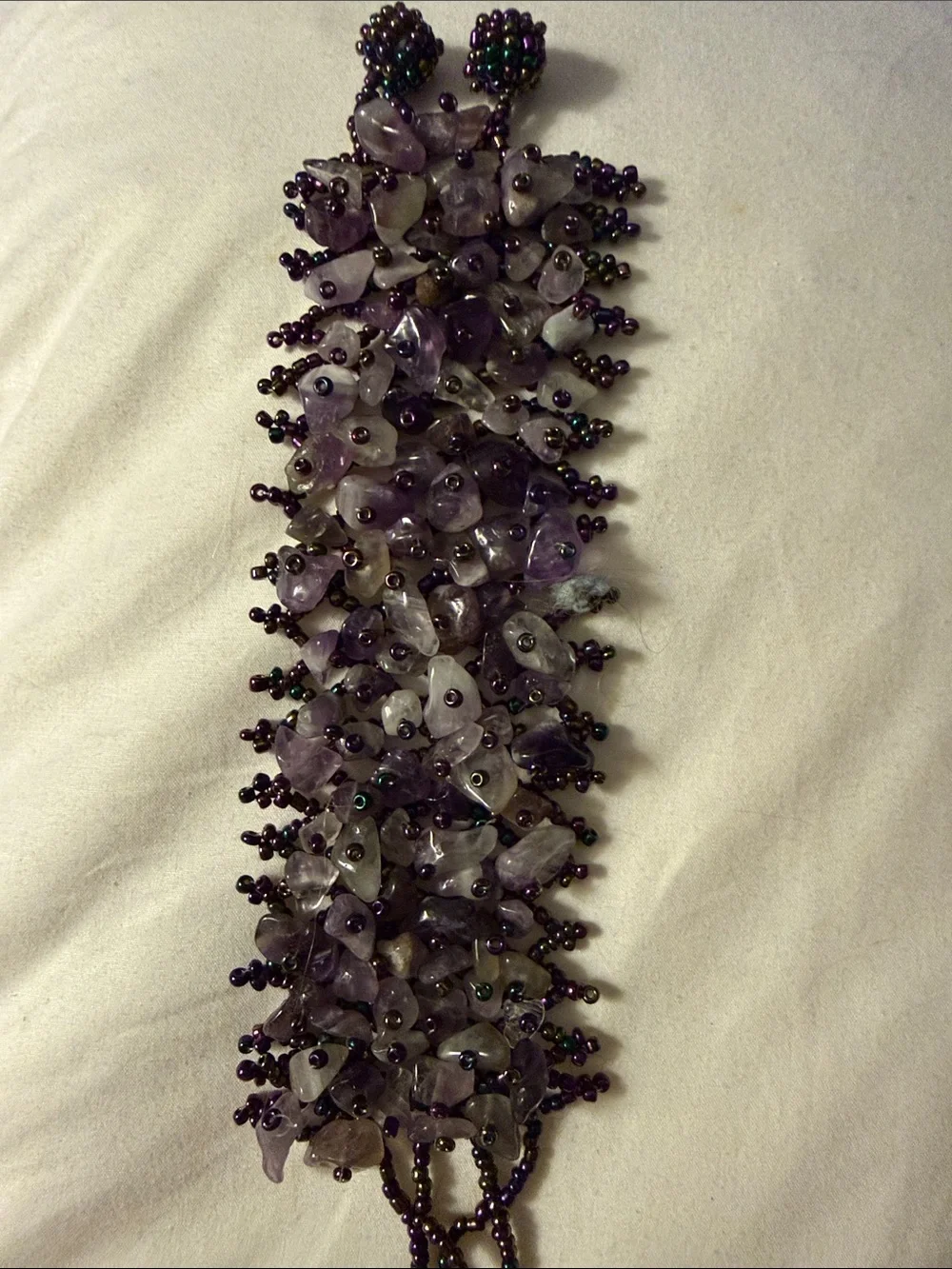 Chunky Amethyst Beaded Statement Bracelet - Purple